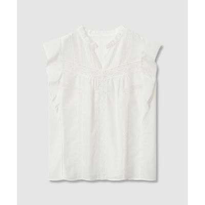 コットンシルクレースコンビブラウス