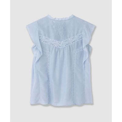 コットンシルクレースコンビブラウス
