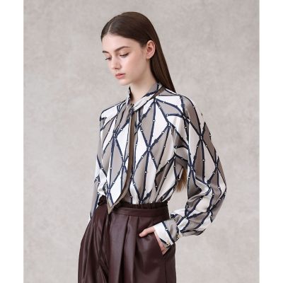 ANAYI♡使い勝手抜群シンプル上品ブラウス セール】 デシンドットプリントボウタイブラウス （シャツ