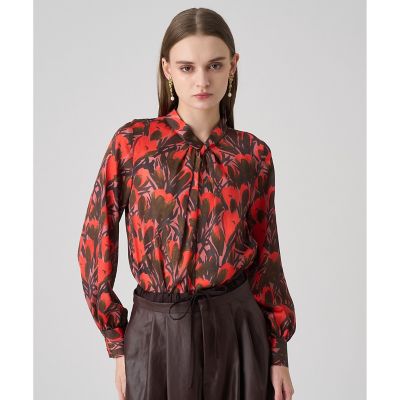 セットアップ対応商品】ペイントフラワープリントスリットネック