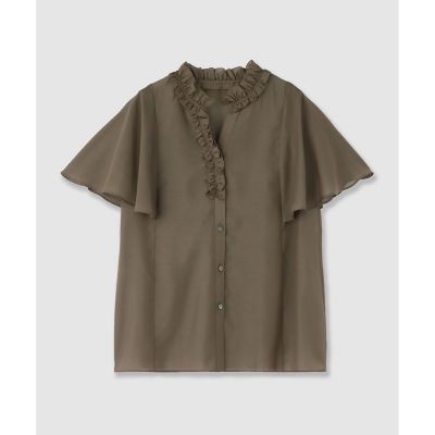 ANAYI/アナイ スパンローンフリルネックブラウス 76カーキ トップス【三越伊勢丹/公式】