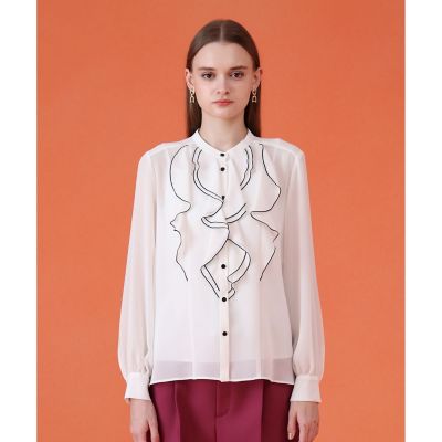 アナイ ANAYI ジョーゼットラッフルバイカラーブラウス ANAYI（アナイ）の「ジョーゼットラッフルバイカラー ブラウス