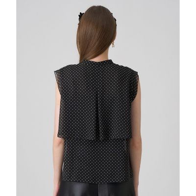 ANAYI シフォンドットプリントラッフル ブラウス　<手洗い可> ANAYI（アナイ）の「シフォンドットプリントラッフル ブラウス