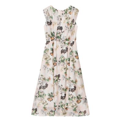 【予約商品５月下旬以降順次お届け】ｂｏｕｑｕｅｔプリント　ランダムタック　ワンピース