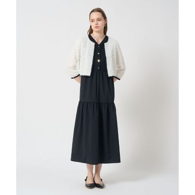 美品⭐︎アナイ⭐︎オケージョンワンピース⭐︎38⭐︎ atlo 異素材ミックス シアー ジャガード パーティードレス