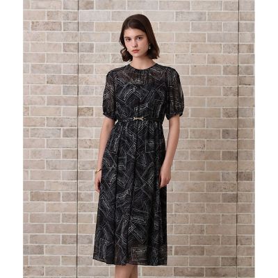 ANAYI/アナイ 【予約商品６月下旬以降順次お届け】チケットプリントスリットスリーブ　ワンピース
