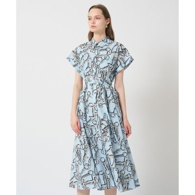 定価5.5万★ANAYIアナイ★ マリンドットプリントシフォンワンピース＊紺36 マリンチェーンプリントポケット ワンピース | ANAYI/アナイ | 三越