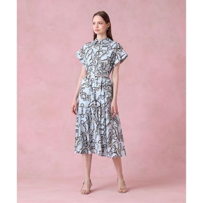 定価5.5万★ANAYIアナイ★ マリンドットプリントシフォンワンピース＊紺36 ANAYI｜マリンドットプリントキャザーフレアワンピース | Rakuten