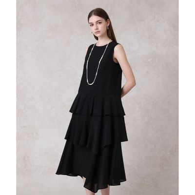 美品　ANAYI モノトーンペイズリーティアードワンピース 38 57200円 トリアセエアリーローンティアード ワンピース | ANAYI/アナイ | 三越