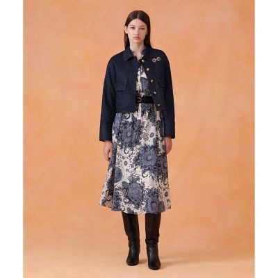 未使用級 アナイ イレギュラースクエアプリントギャザー ワンピース 2023SS タグ付き 24SS ANAYI アナイ ラインフラワープリントギャザー