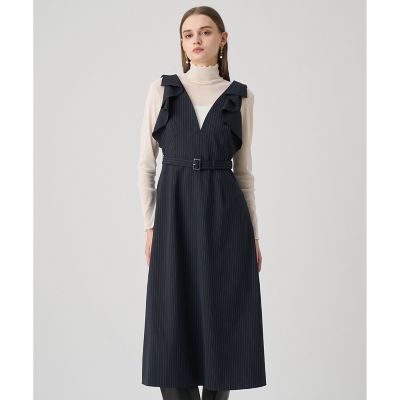 【訳アリ】新品XI-DUO DANCEラッフルスリーブワンショルダーワンピース ポリレーヨンラッフルショルダーワンピース | ANAYI/アナイ | 三越