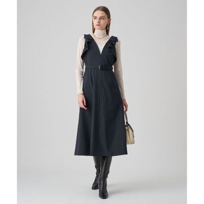 【訳アリ】新品XI-DUO DANCEラッフルスリーブワンショルダーワンピース ポリレーヨンラッフルショルダーワンピース | ANAYI/アナイ | 三越