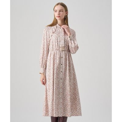 ＜ANAYI＞リッププリントボウタイフレア　ワンピース