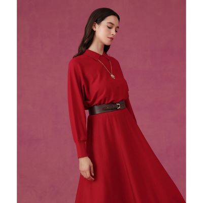 EPOCA　コットン×シルク　ロングフレアワンピース　赤　40　ドルマンスリーブ e1892_i29_750.jpg
