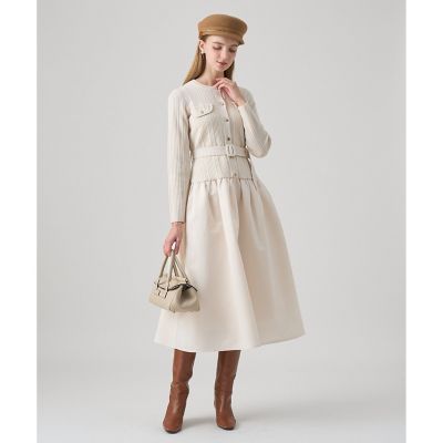 1月4日まで ANAYI グログランコンビベルト付き ワンピース 38