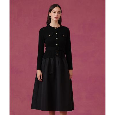 ＜ANAYI＞グログランコンビベルト付き　ワンピース