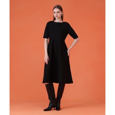 限定値下げ！ANAYI ブラック Vネック ワンピース 38 ベロア生地 バックVネックシルエットワンピース | ANAYI/アナイ | 三越伊勢丹