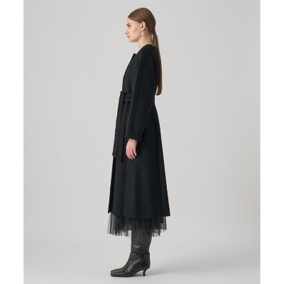 極美品✨️定価14万　アナイ　カシミヤクルーコート　イタリア製生地　ブラック 極美品✨️定価14万 アナイ カシミヤクルーコート イタリア製生地