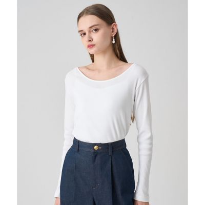 ＜ANAYI＞コットンテレコボートネックプルオーバー