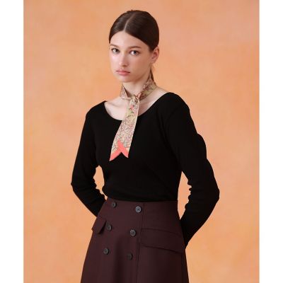 ANAYI(アナイ)ウールリブボートネックプルオーバーサイズ38チャコールグレー ANAYI(アナイ)ウールリブボートネックプルオーバーサイズ38