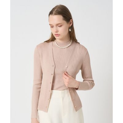 ANAYI/アナイ アセテートポリエステルVカーディガン 13Pベージュ トップス【三越伊勢丹/公式】