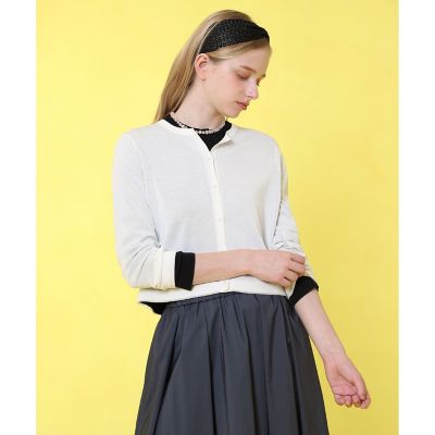 ANAYI アナイ【38】花柄刺繍 クルーネック カーディガン　チュール　白　M 美品 ANAYI アナイ チュール フラワー 刺繍 カーディガン