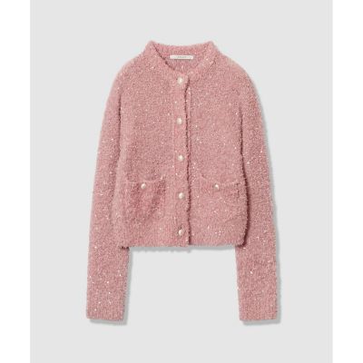 ANAYI スパンコールモールクルーカーディガン　38 ANAYI(アナイ)｜スパンコールモールクルー カーディガン/ホワイト の