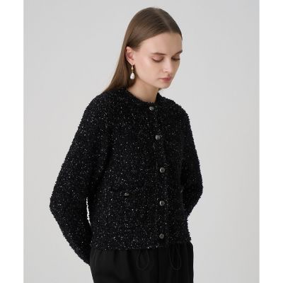 ANAYI/アナイ スパンコールモールクルー カーディガン 95ブラック トップス【三越伊勢丹/公式】