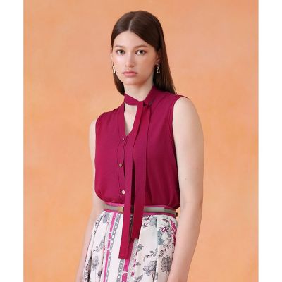 ＜ANAYI＞【セットアップ対応商品】スーパーファインメリノタイ付きベスト