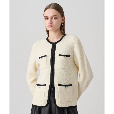 ANAYI/アナイ ウールブークレポケットロング カーディガン 02オフホワイト トップス【三越伊勢丹/公式】