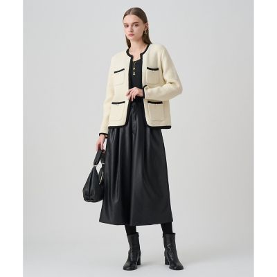 極美品☆アナイ　ウールカシミヤフリンジニットコート　ロングカーディガン　38 ウールブークレポケットロング カーディガン | ANAYI/アナイ