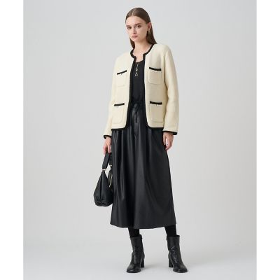 ウールブークレポケットロング　カーディガン