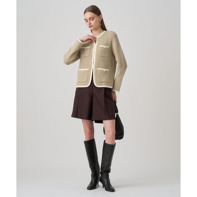 ウールブークレポケットロング　カーディガン