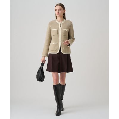 ウールブークレポケットロング　カーディガン