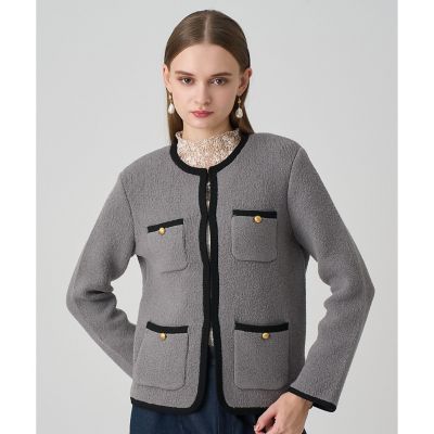 ANAYI/アナイ ウールブークレポケットロング カーディガン 92グレー トップス【三越伊勢丹/公式】