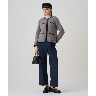 ウールブークレポケットロング　カーディガン