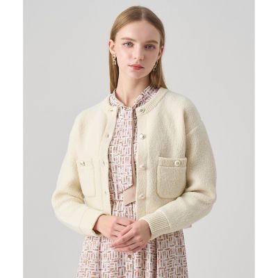 ANAYI アナイ　パールブルゾン　ホワイト　カーディガン ウールブークレブルゾン カーディガン | ANAYI/アナイ | 三越