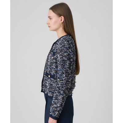 【2025年新品】ANAYIメランジュツイード カーディガン 38サイズ タグ付 2025年秋新品】メランジュツイード カーディガン 38サイズ タグ