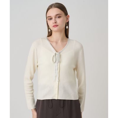 ANAYI/アナイ ステップビジューVネックカーディガン 02オフホワイト トップス【三越伊勢丹/公式】