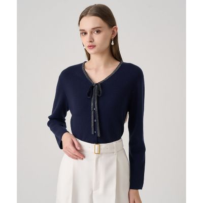 ステップビジューVネックカーディガン | ANAYI/アナイ | 三越伊勢丹