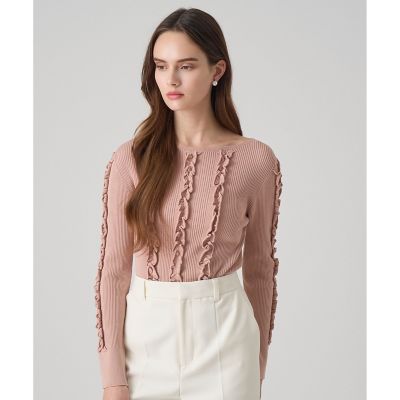 ANAYI/アナイ ウェービーフリルリブ プルオーバー 13Pベージュ トップス【三越伊勢丹/公式】