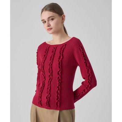 ANAYI/アナイ ウェービーフリルリブ プルオーバー 43レッド トップス【三越伊勢丹/公式】