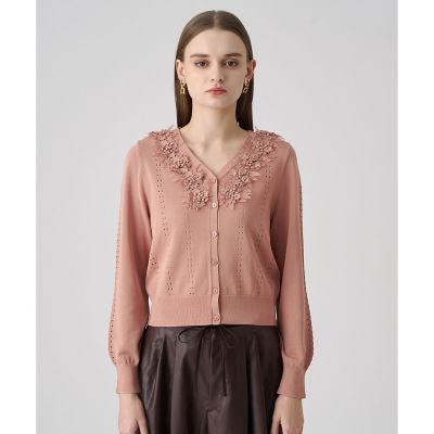 【美品】ANAYI アナイ 3Dフラワーレースクルーネック　カーディガン 立体フラワーレースV カーディガン | ANAYI/アナイ | 三越