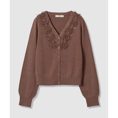 【美品】ANAYI アナイ 3Dフラワーレースクルーネック　カーディガン ANAYI｜ネップスムースクルーネックカーディガン | Rakuten