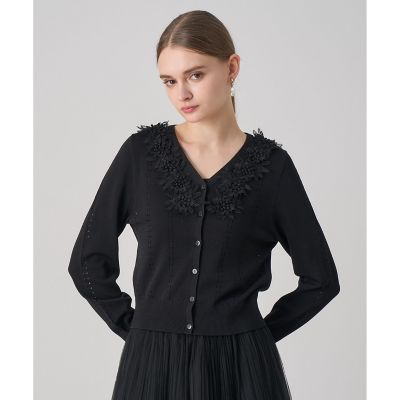 ANAYI/アナイ 立体フラワーレースV カーディガン 95ブラック トップス【三越伊勢丹/公式】