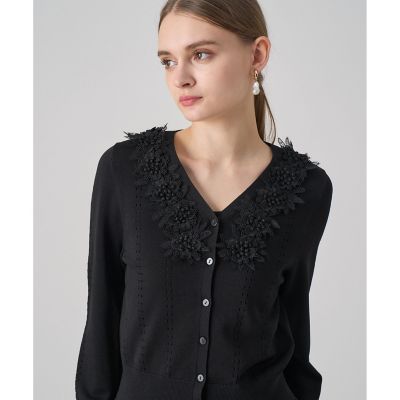 【美品】ANAYI アナイ 3Dフラワーレースクルーネック　カーディガン 立体フラワーレースV カーディガン | ANAYI/アナイ | 三越