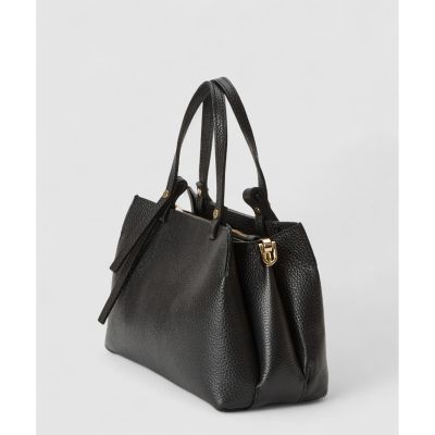 【新品】定価5万　アナイ　ワンハンドルハンドバッグ　シボ革 2way 黒 新品】定価5万 アナイ ワンハンドルハンドバッグ シボ革 2way 黒