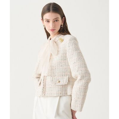 【送料無料】【Ｅｔｅｒｎａｌ　Ｌｉｎｅ　２０２６】ミックスツイードノーカラー　ジャケット