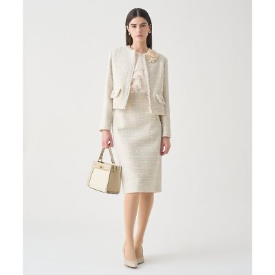 【送料無料】【Ｅｔｅｒｎａｌ　Ｌｉｎｅ　２０２６】ミックスツイードノーカラー　ジャケット