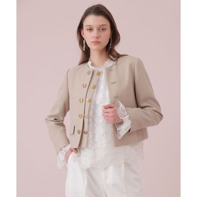 ＜ANAYI＞【Ｅｔｅｒｎａｌ　Ｌｉｎｅ　２０２６】ウールジョーゼットノーカラーダブルジャケット